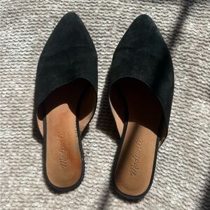 Madewell Black Suede Pointed Mules